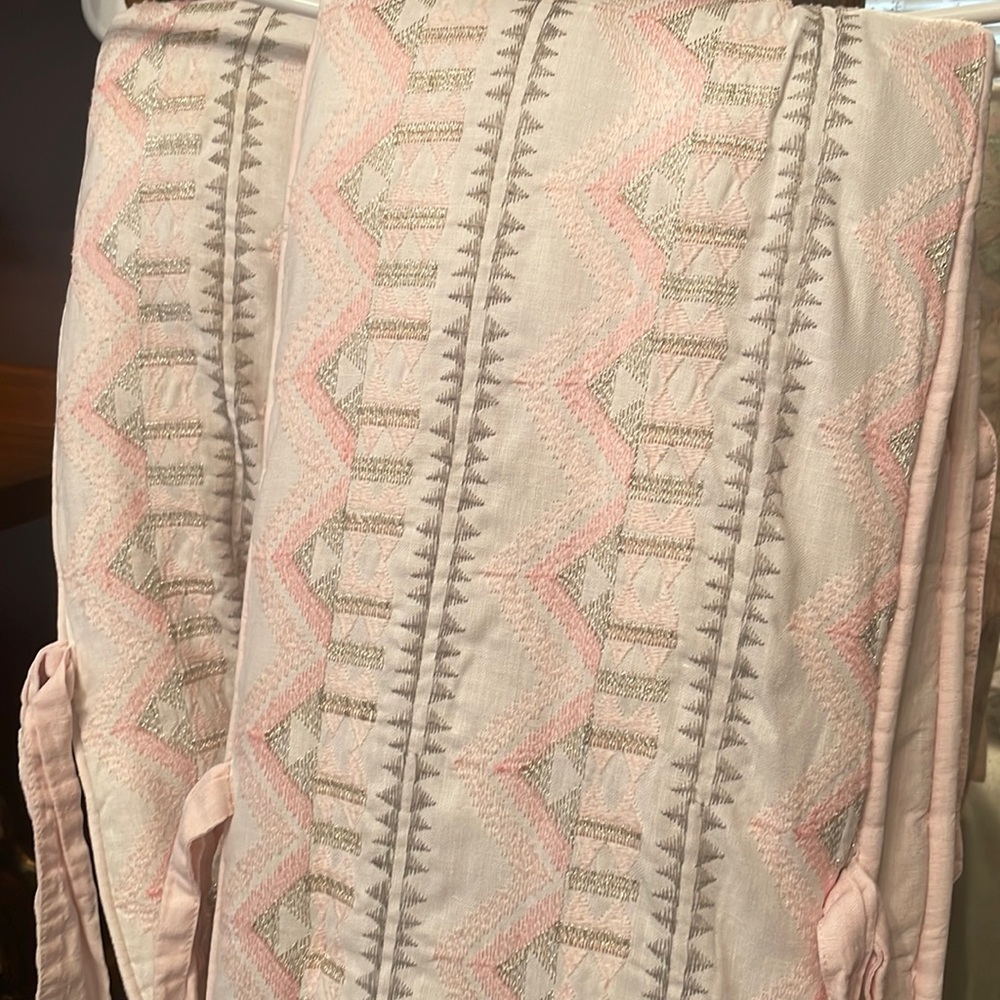 Pottery Barn Kids Emily and Merritt Embroidered Crib Bumper Pink Sweet Traveler